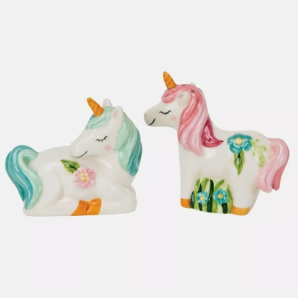 Boston Warehouse Magical Unicorns Salt and Pepper Shakers NEW
